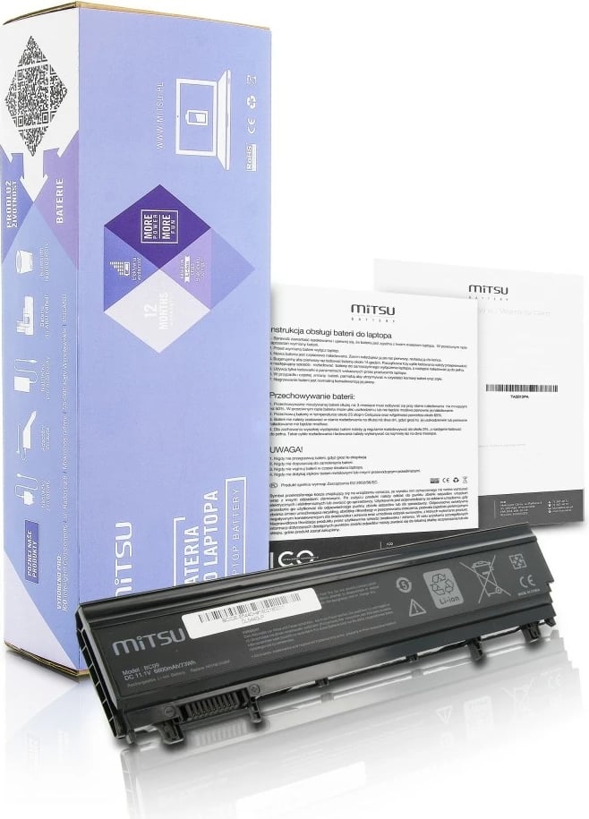 Bateri laptop Mitsu BC/DE-E5440H për Dell Latitude E5440/E5540, 6600 mAh, 11.1V, e zezë