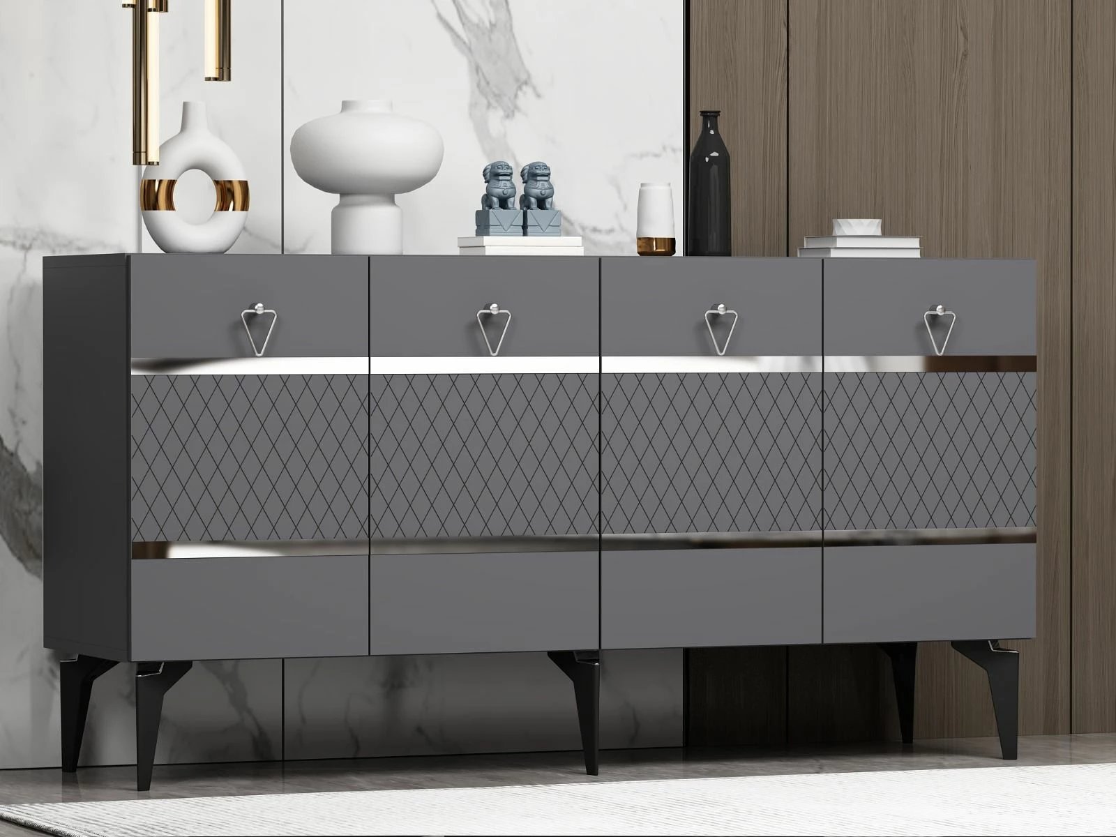 Konsol Skye Decor, ngjyrë pelin-antracit, argjend