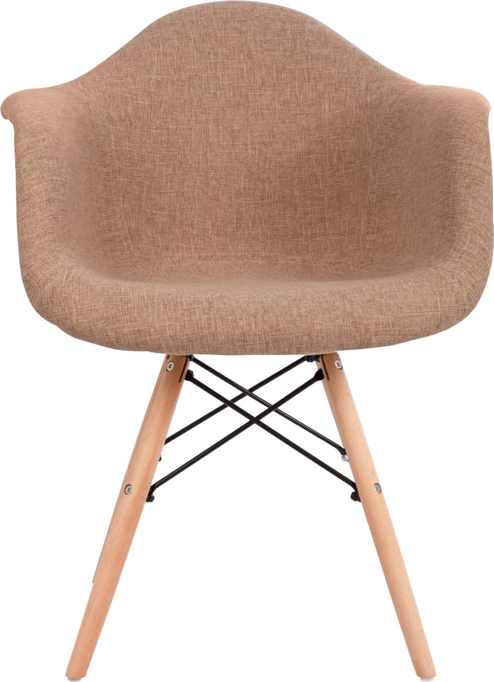 Karrige me krahë, këmbë druri dhe pëlhurë bezhë Mirto FH005.63, 63x57x81 cm, set prej 2 copë