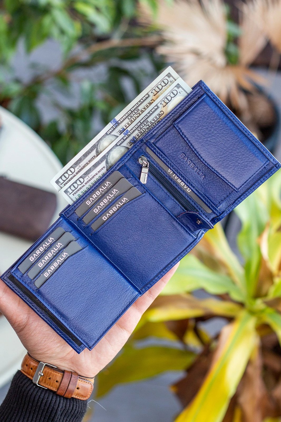 Portofol për burra, lëkurë origjinale, ngjyrë blu e errët, Zoozie Bags Dortmund