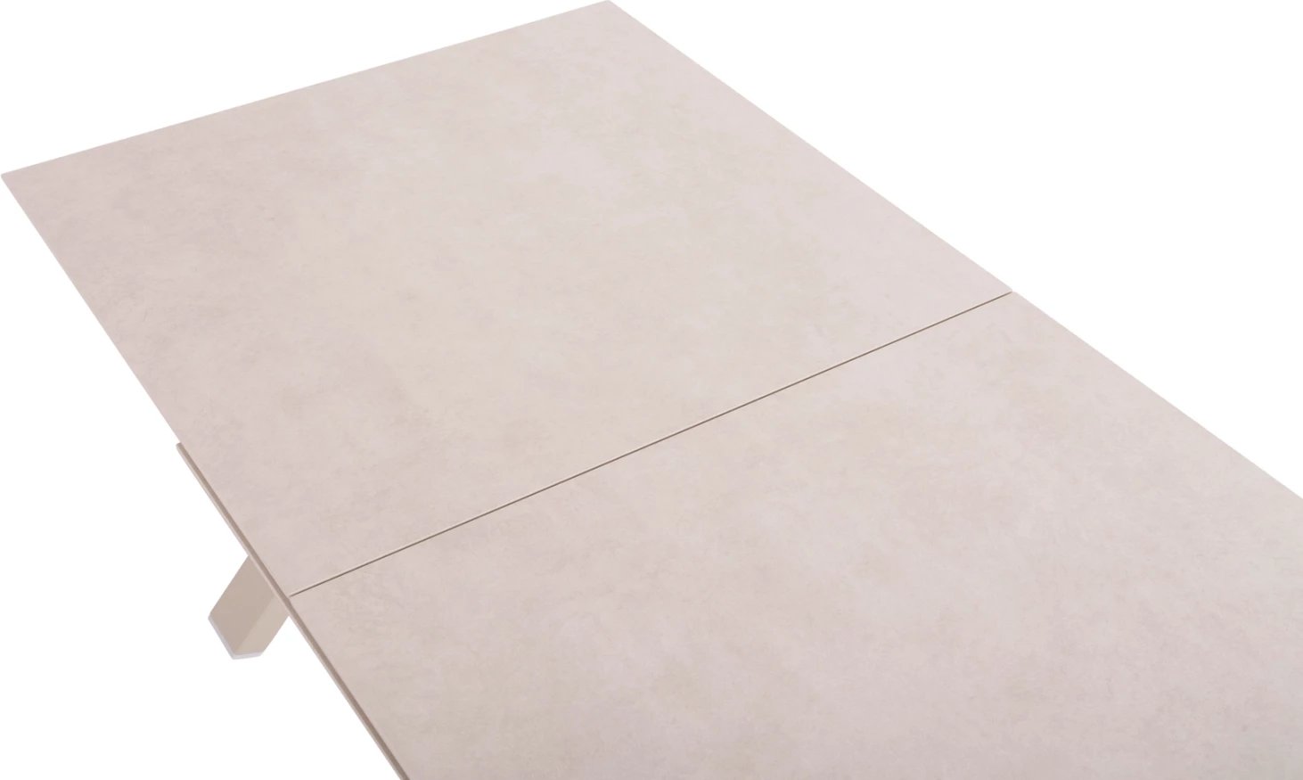 Tavolinë ngrënieje e zgjatshme ANDROMEDA, alumin, sipërfaqe gur sintetik, ngjyrë fildishi, 180-240x100x76.5cm