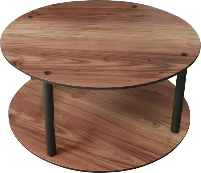 Tavolinë kafeje Skye Decor, masive, e rrumbullakët, ngjyrë arre