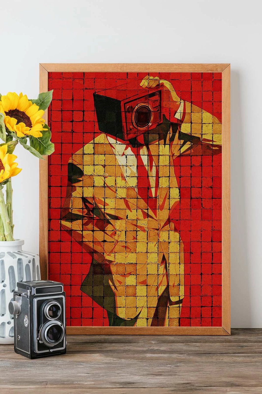 Pikturë dekorative me kornizë, shumëngjyrëshe, Popmosaic22, Wallity, 33x48cm