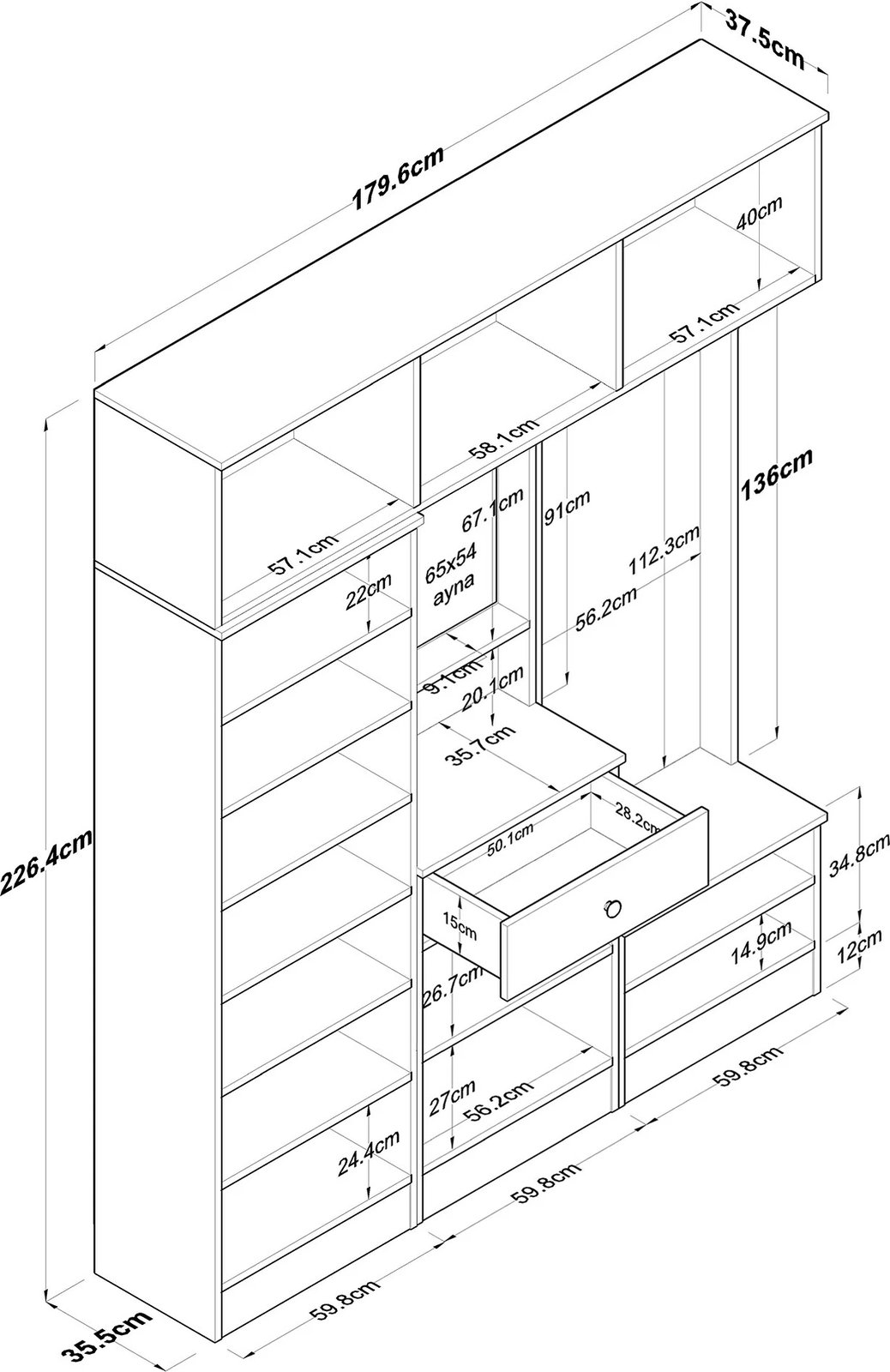 Stendë për korridor, dizajn skandinav, ngjyrë arrë dhe e bardhë, Skye Decor, EA104 - 2421