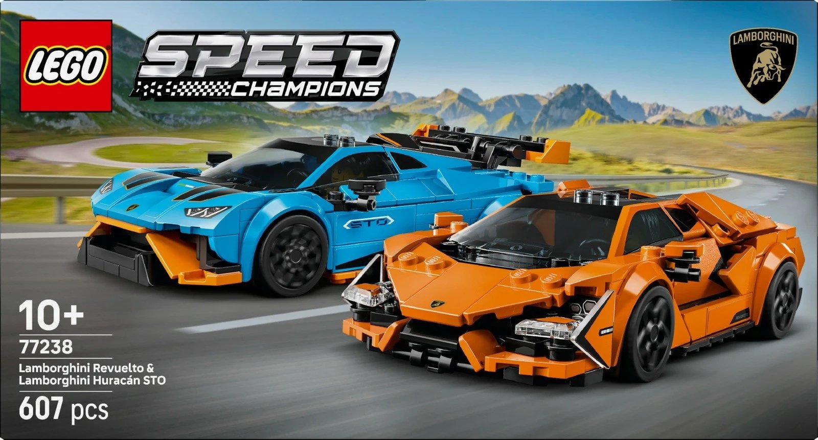 Set ndërtimi LEGO Speed Champions 77238, Lamborghini Revuelto & Huracán STO, 607 pjesë