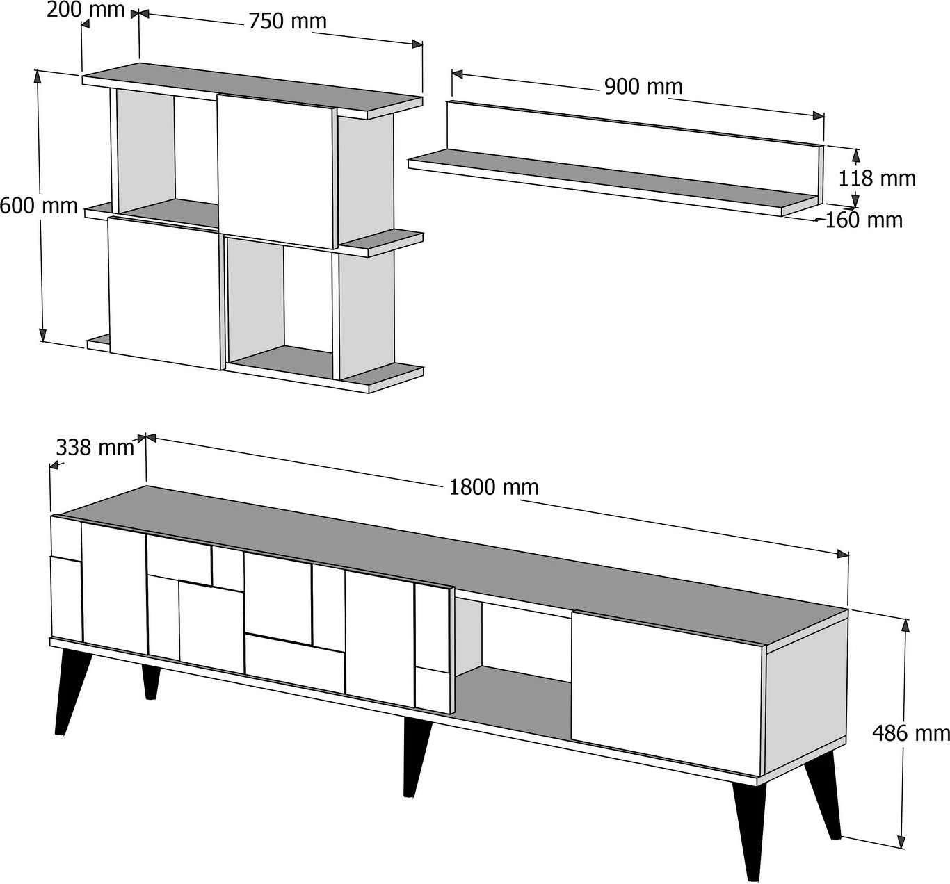 Kënd TV Hanah Home, Madrid, bardhë dhe arre