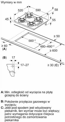 Pianurë gaz Bosch POH6B6K30, 4 zona, xham, e zezë