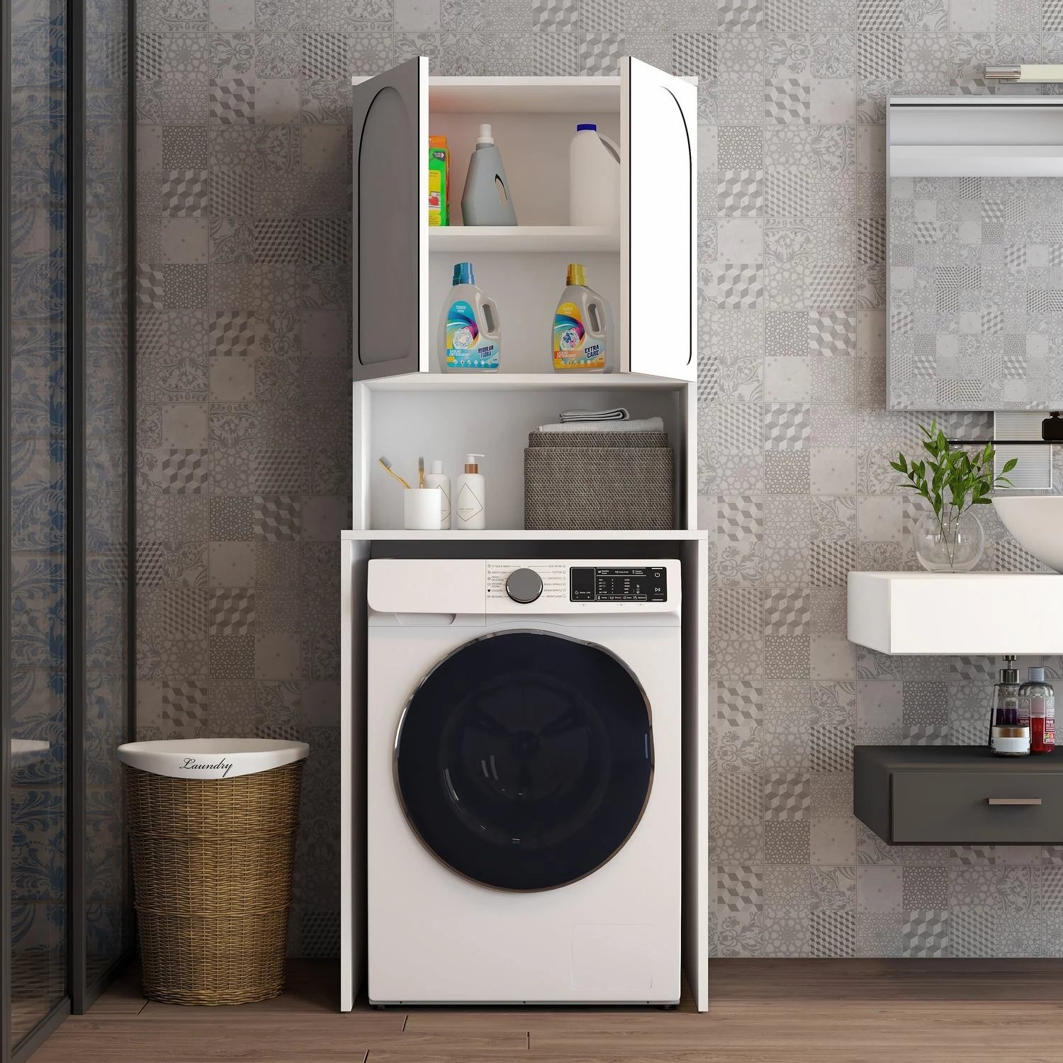 Dollap për lavatriçe, ngjyrë e bardhë, Skye Decor, Lyon 60