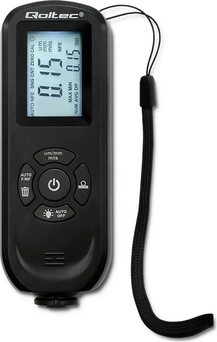 Matës trashësie boje Qoltec 50646, LCD i ndriçuar, 0-2000μm, i zi