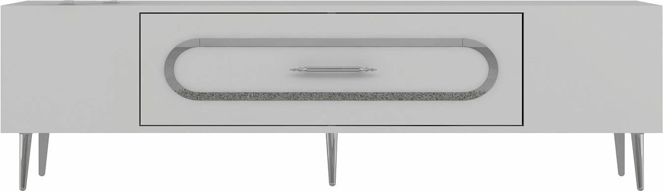 Komodë TV Skye Decor, e bardhë, argjend