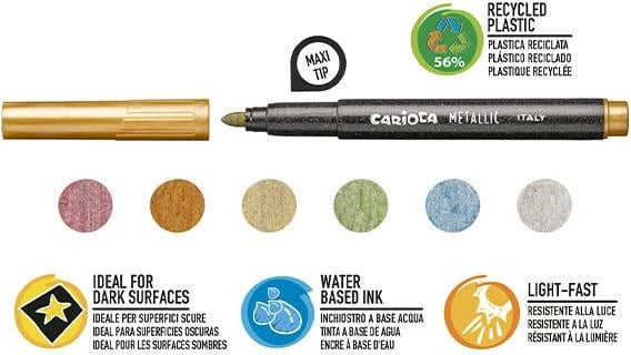 Markerë Carioca Metallic Maximarkers 6 Ngjyra Maxi Tip