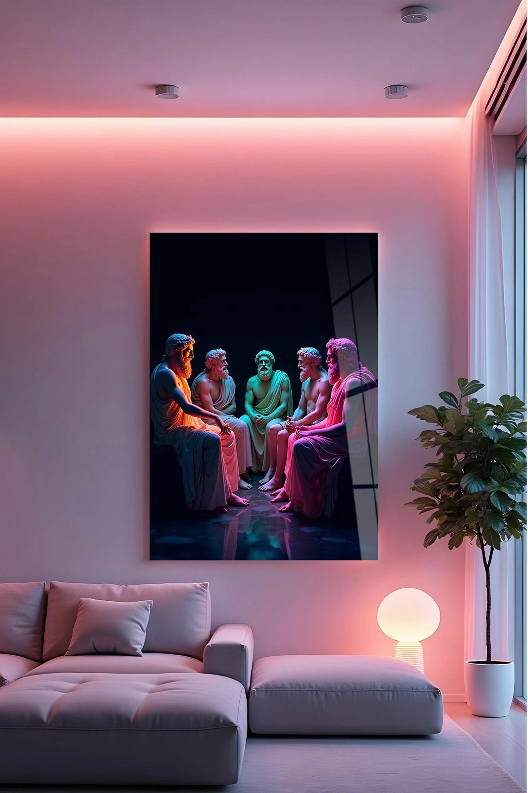 Pikturë dekorative prej xhami të temperuar, Wallity Hhlneon0022, 50x70cm