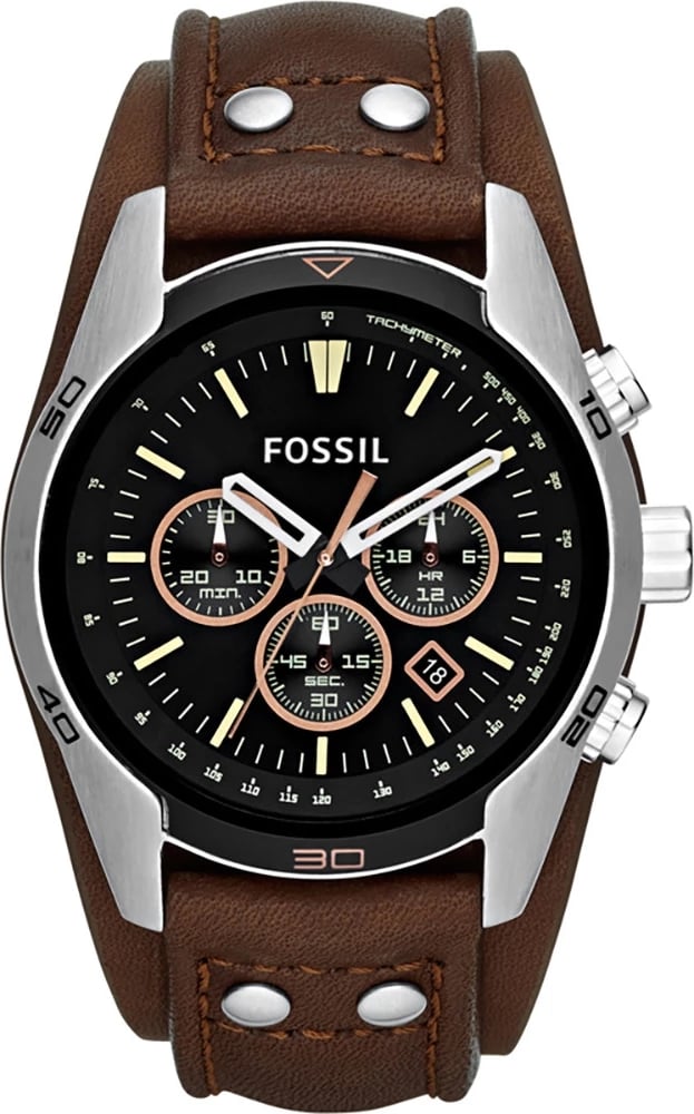 Orë dore FOSSIL Coachman për meshkuj, kafe