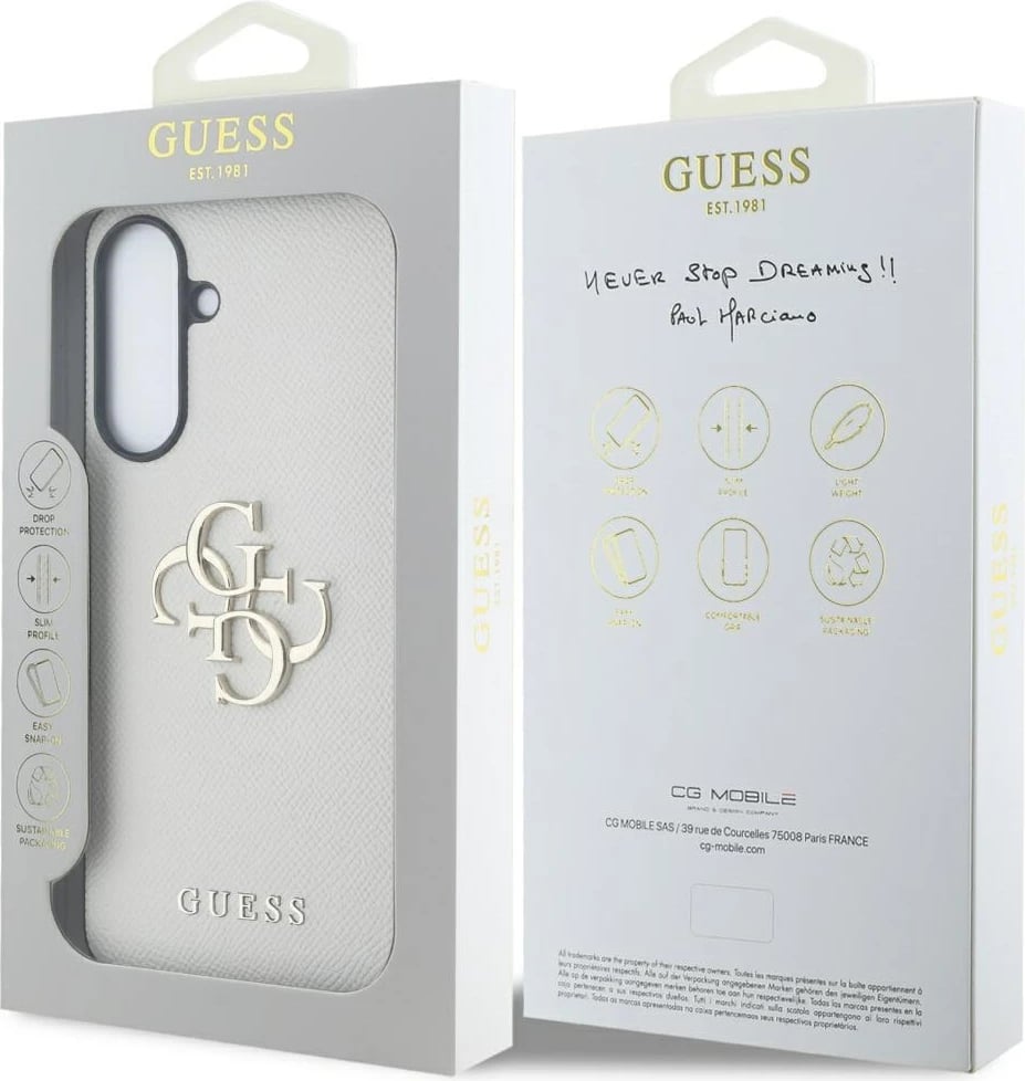 Mbështjellës Guess Grained Big 4G Logo Small Classic Logo për Samsung Galaxy A56, Bezhe Mbështjellës Guess Grained Big 4G Logo Small Classic Logo për Samsung Galaxy A56, Bezhe