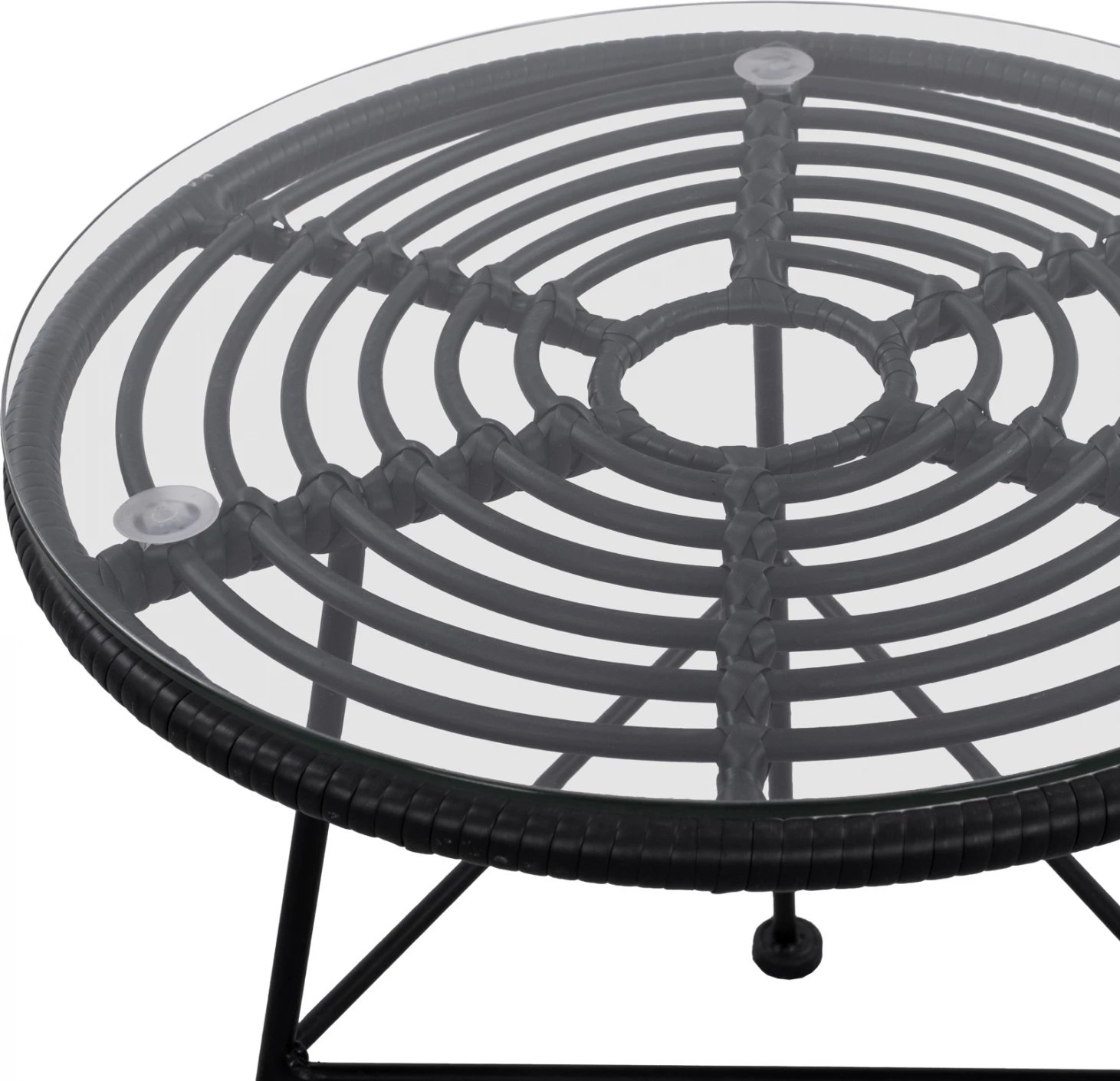 Tavolinë metalike Allegra me thurje, ngjyrë e zezë dhe xham, FH5459.02, 45x46cm