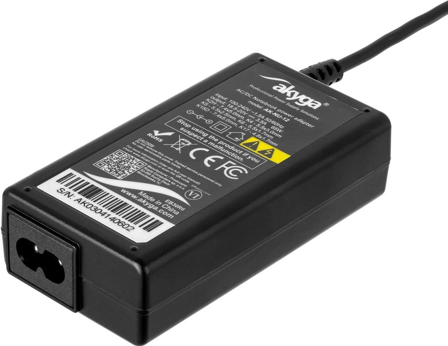 Karikues universal për laptop Akyga AK-NU-12, 65W, 6 adaptera, 1.2m