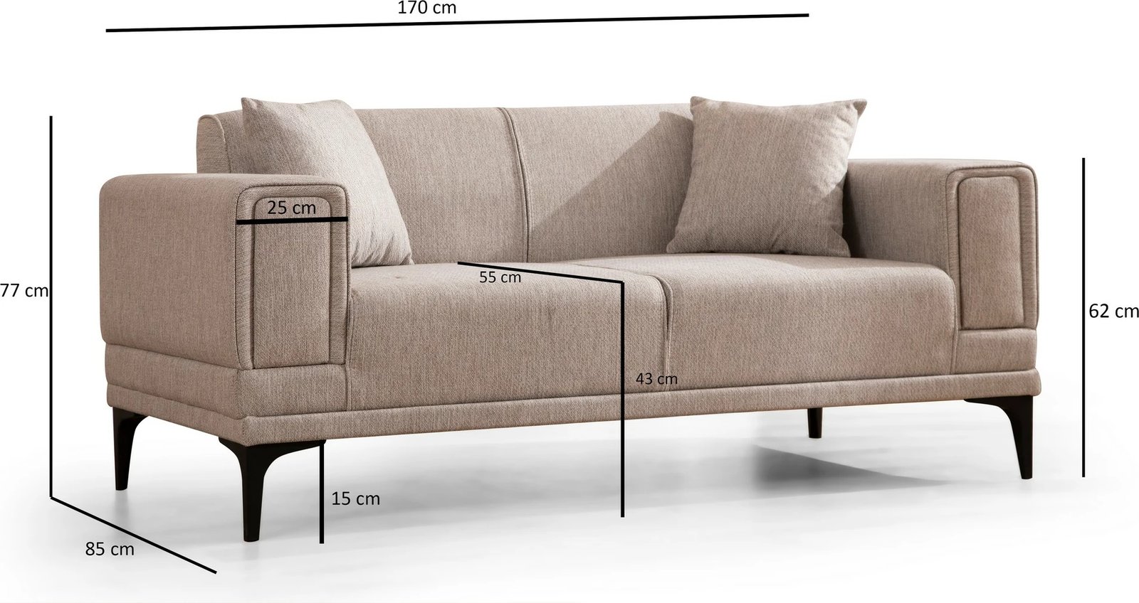 Divan dy ulëshe Atelier del Sofa, Horizon, ngjyrë kafe e çelët