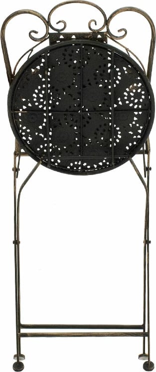 Set tavoline me karrige Drill 3 copë, ngjyrë bakri antike, metal