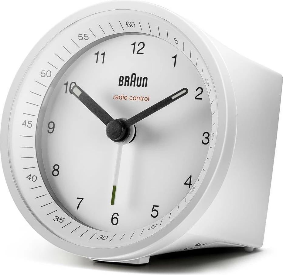 Alarm Braun BC07W-DCF, analog, radio kontroll, bardhë Alarm Braun BC07W-DCF, analog, radio kontroll, bardhë