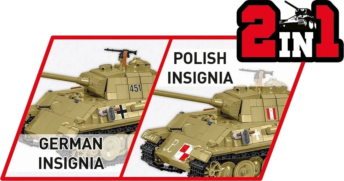 Set ndërtimi Cobi Klocki Panzer V Panther G Pudel, 1133 pjesë, plastikë, me 2 figurina