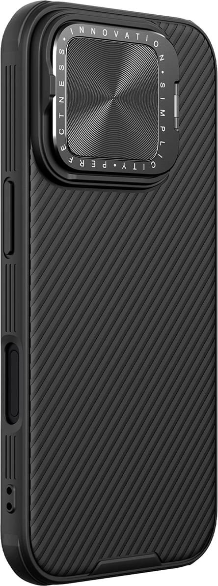 Mbështjellës Nillkin CamShield Prop Case për iPhone 16 Pro Max, me kapak kamere dhe mbajtëse, i zi