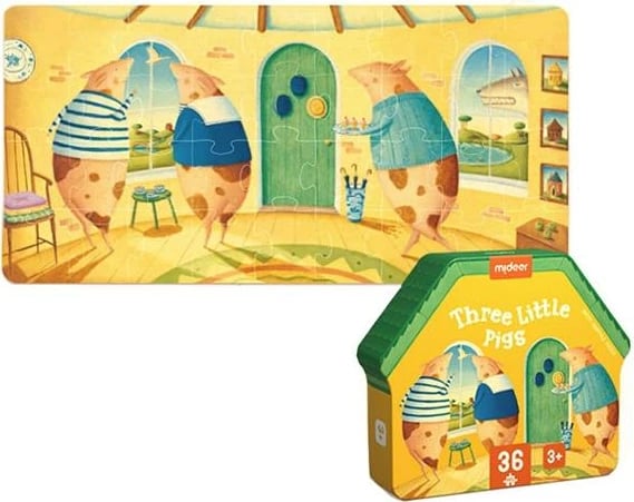 Puzzle Mideer "The Three Little Pigs" 36 pjesë