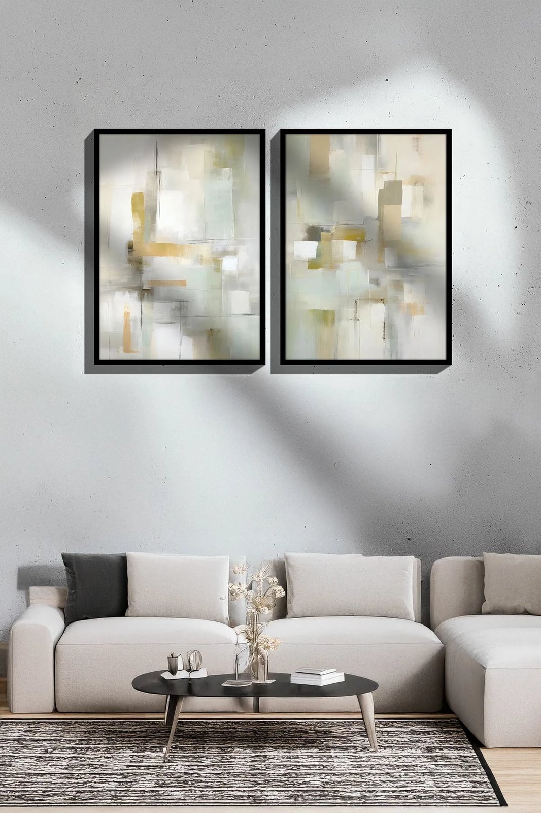 Pikturë dekorative me kornizë (2 copë), Wallity, Ersy2Lımodel34-Sıyah