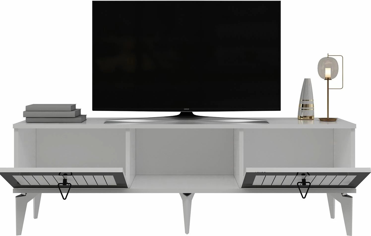 Komodë TV Skye Decor, Linda, e bardhë, argjend