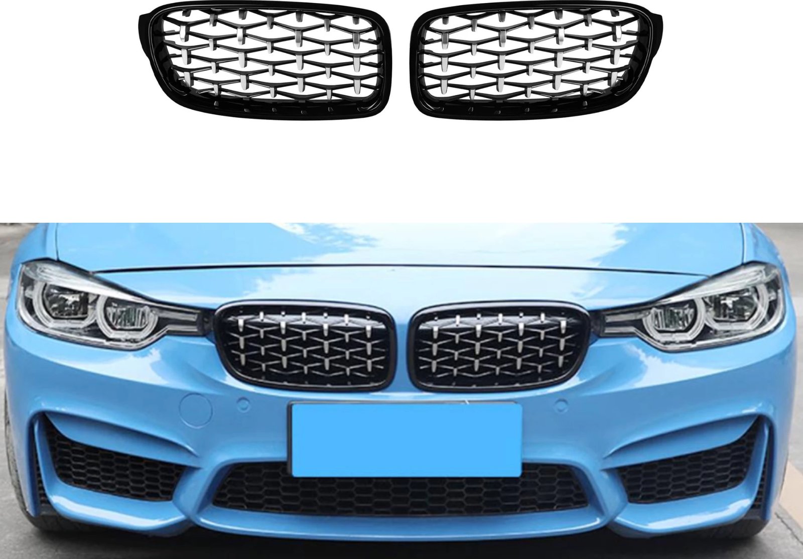 Grill diamant gri/e zezë për sedanin BMW 3 të serisë F30, kamionçinë F31 2011-2019