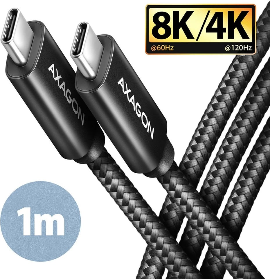Kabllo USB-C AXAGON BUCM432-CM10AB, USB4 Gen 3x2, 1m, 100W, 8K, e zezë