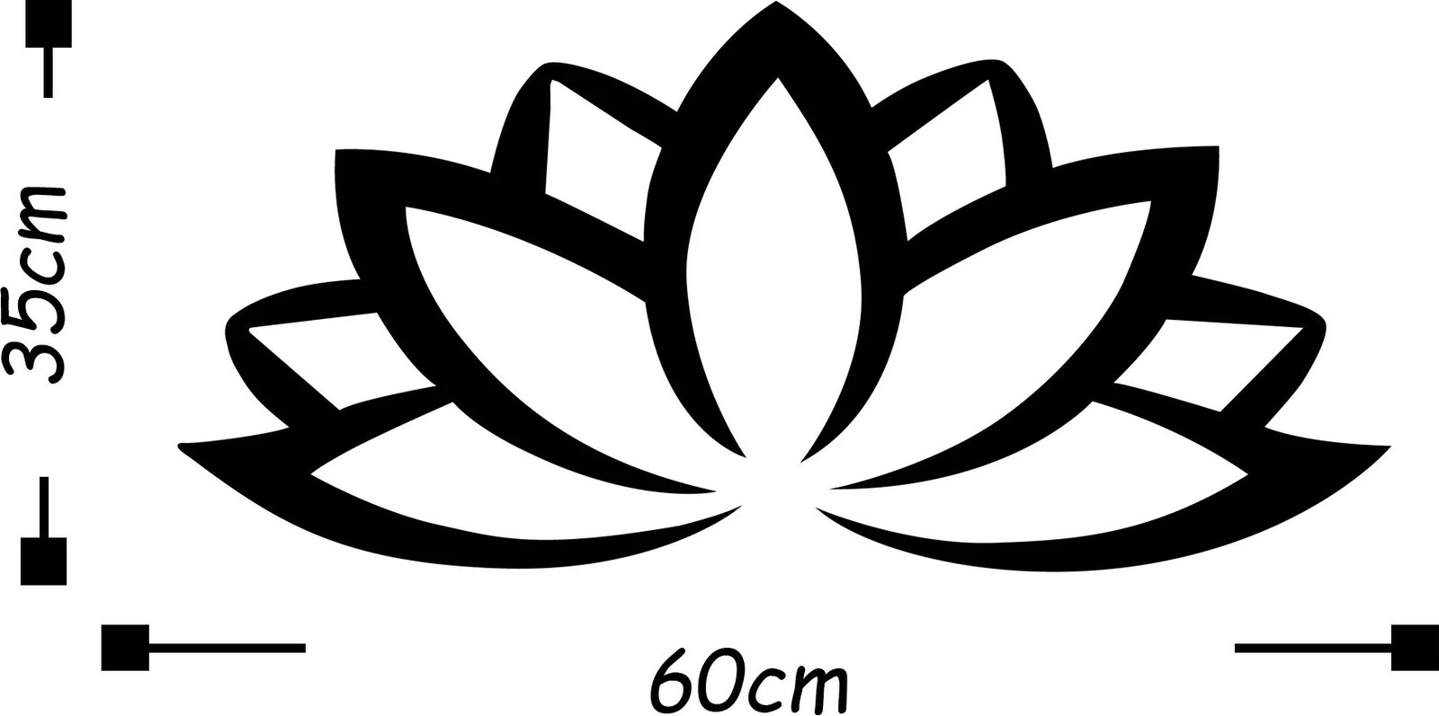 Aksesor dekorativ metalik për mur, lule lotus, Wallity, e zezë, 60x35cm