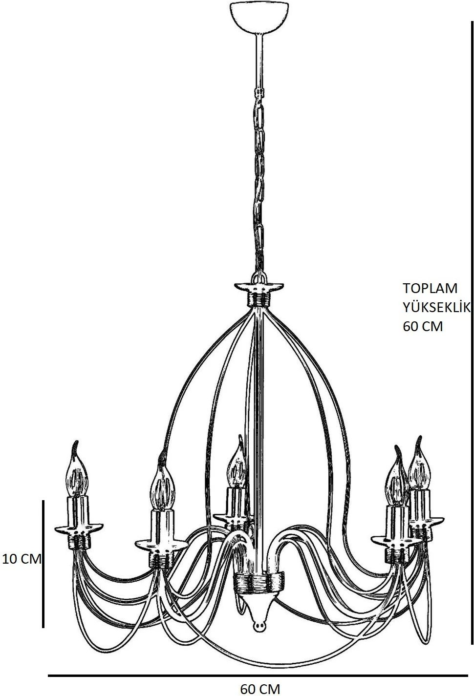 Llambë tavani Opviq Berfin, 6 vende, rustike, e zezë