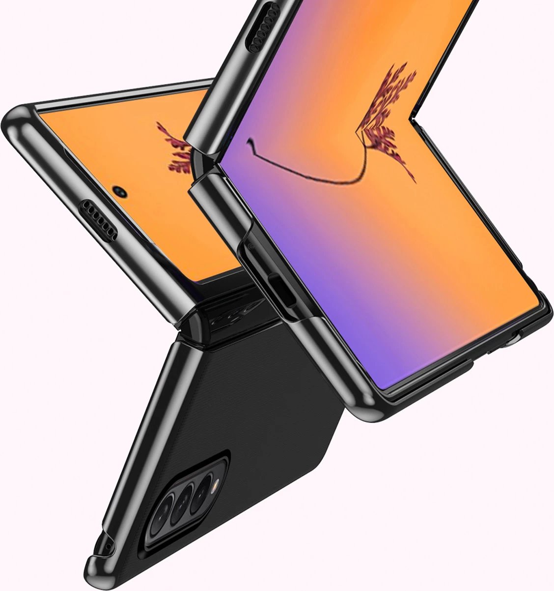 Mbështjellës Hurtel Plating Case për Samsung Galaxy Z Fold 4, kornizë metalike, e zezë