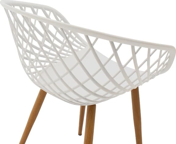 Karrige Ezra e bardhë pp-këmbë metali natyrale 62x42x82cm