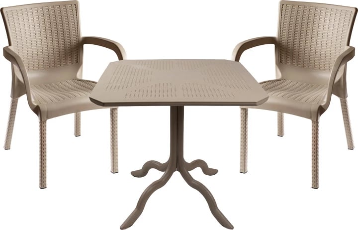 Set tavoline me karrige për terasë, 3 pjesë, ngjyrë kapuçino, Icon-Festive