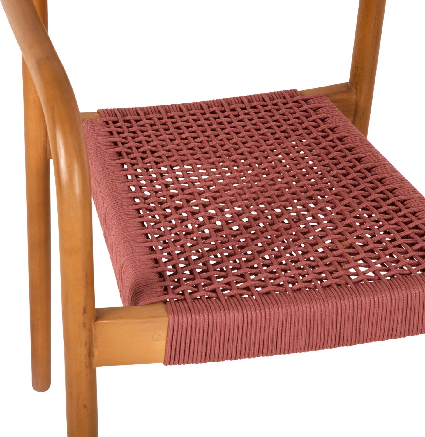 Karrige me krahë OSLO FH9636.06 dru tik natyral dhe litar rozë 55x54x80H cm