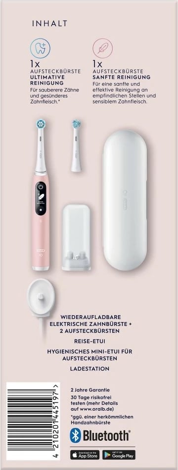 Furçë dhëmbësh elektrike Oral-B iO Series 6, 5 mënyra pastrimi, 2 koka, rozë/bardhë
