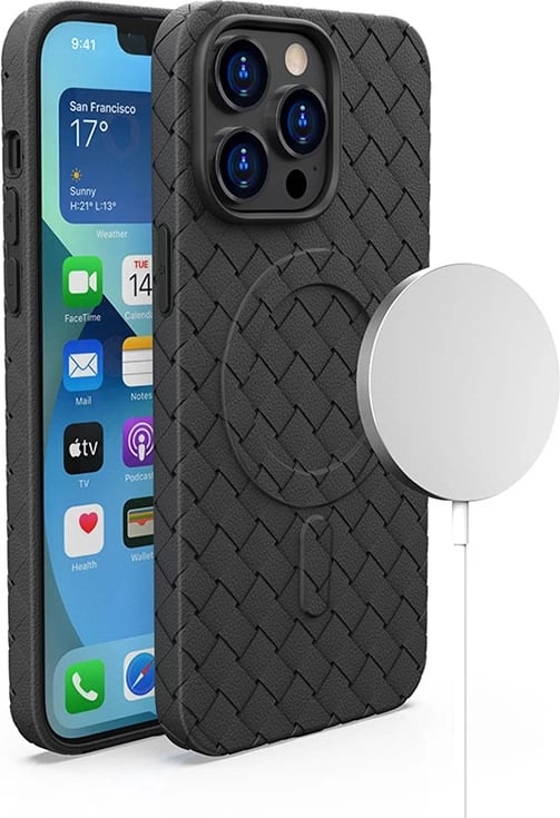 Mbështjellës Hurtel Woven Case për iPhone 15 Pro Max, MagSafe, i zi