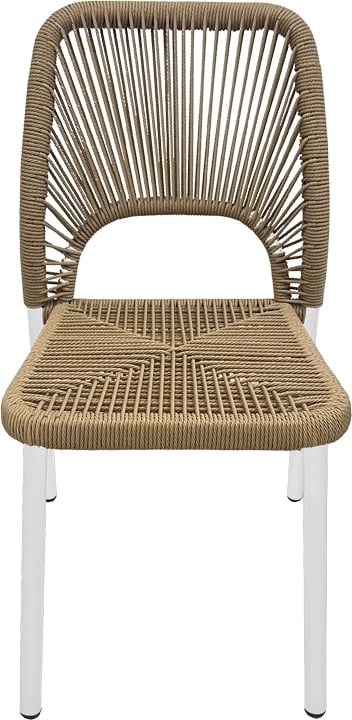 Karrige alumini Norture, e grumbullueshme, kornizë e bardhë, ratan natyral, 45x63x82cm