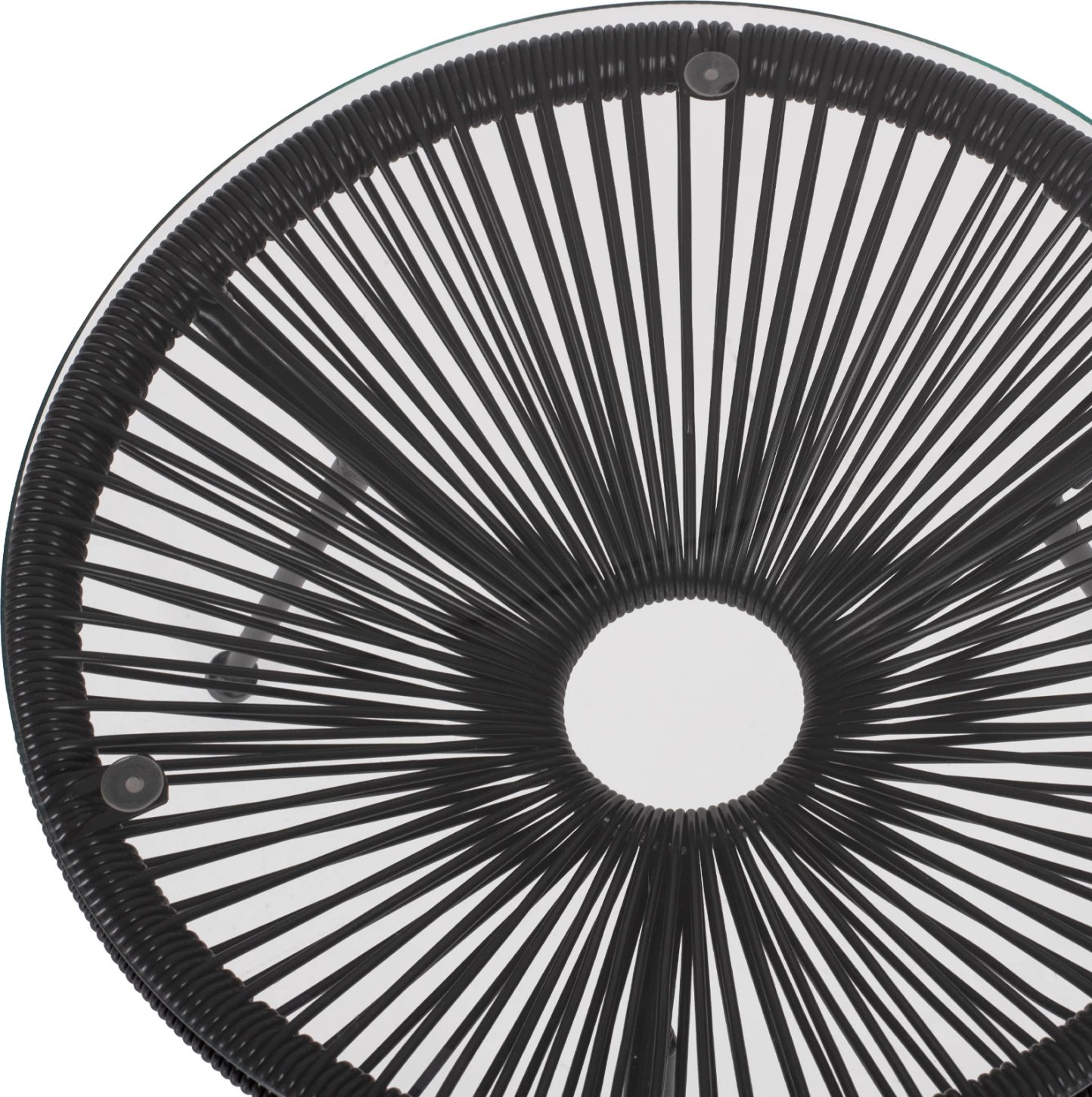 Tavolinë anësore profesionale Allegra, metal i zi dhe ratan i zi, FH5874.01, D47x45Hcm