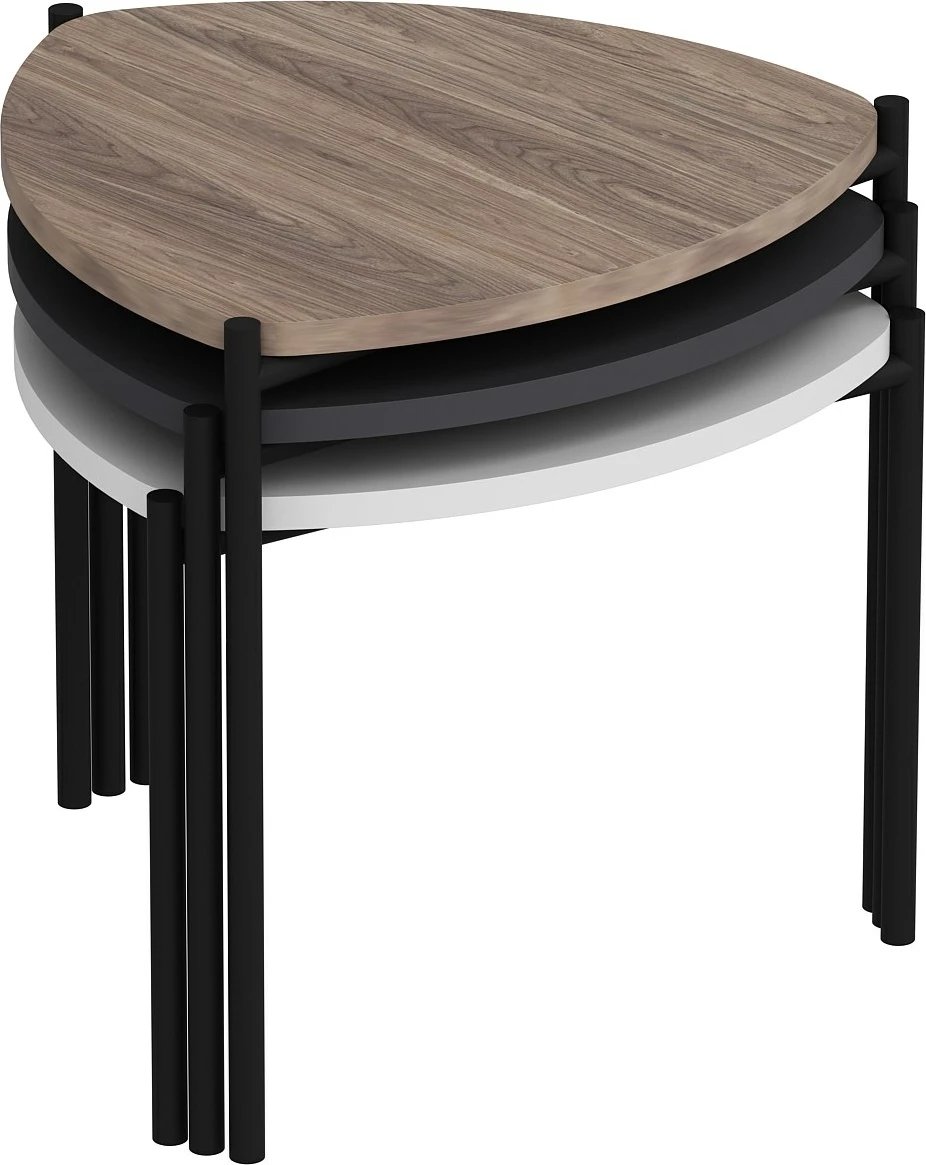 Set tavolinash ndihmëse, 3 copë, Lenny, shumëngjyrëshe