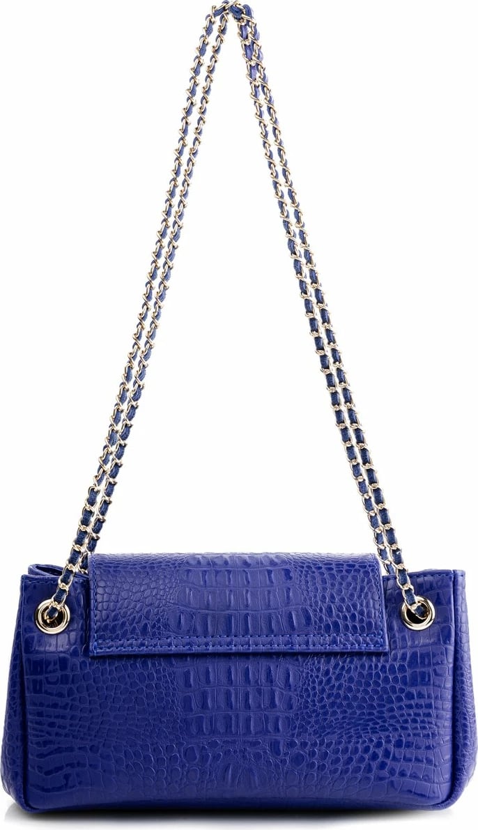 Çantë shpatull për femra, ngjyrë sax blue, teksturë krokodili, Vince Camuto Siena