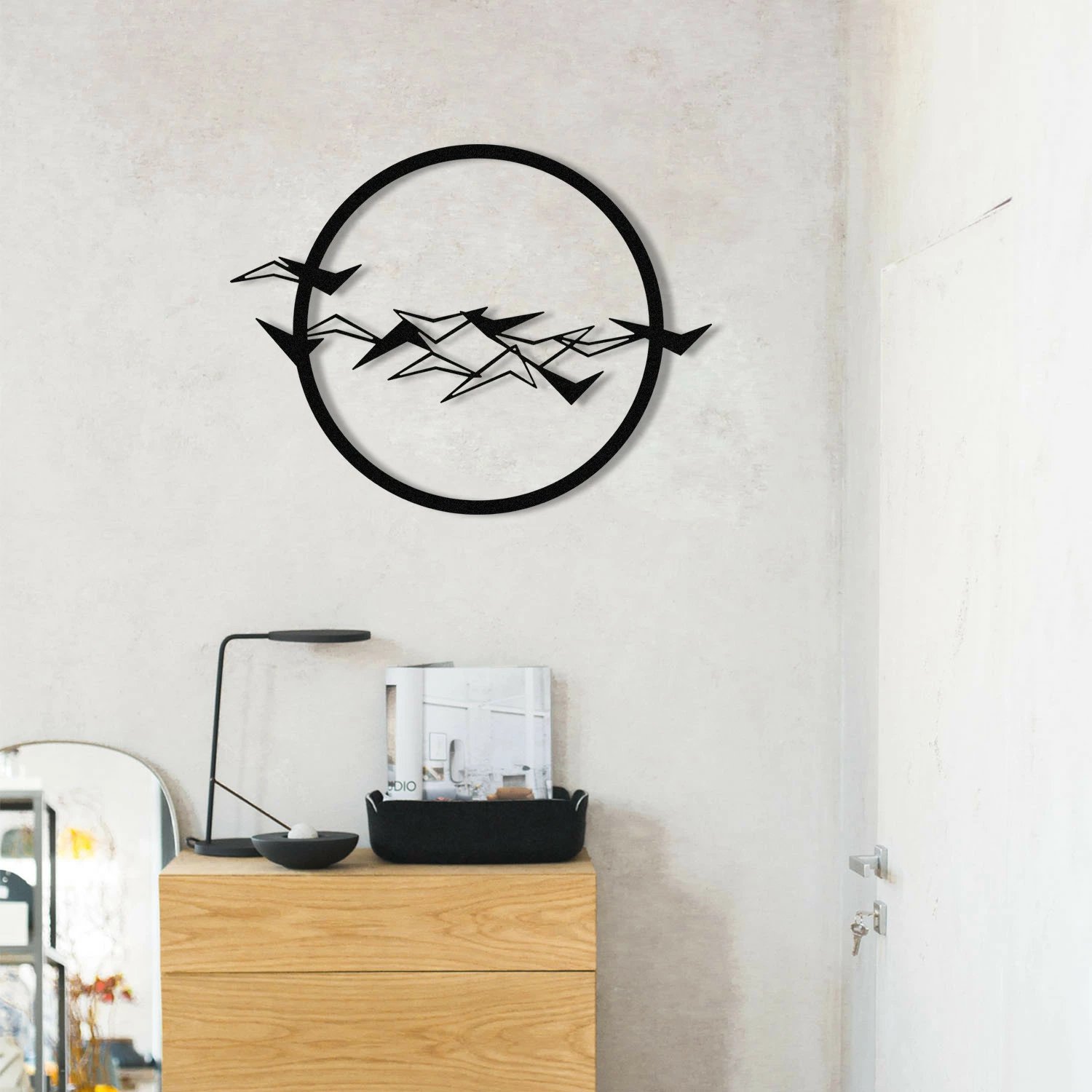 Aksesor dekorativ metalik për mur, Wallity, Goc, ngjyrë e zezë, 52x40cm