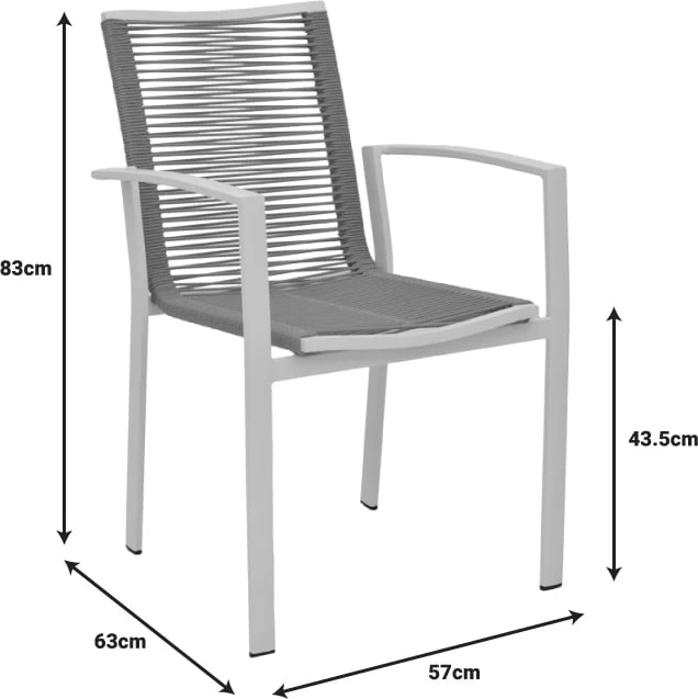 Karrige me krahë Jonian, e grumbullueshme, alumin-textilene, ngjyrë natyrale, 57x63x83cm