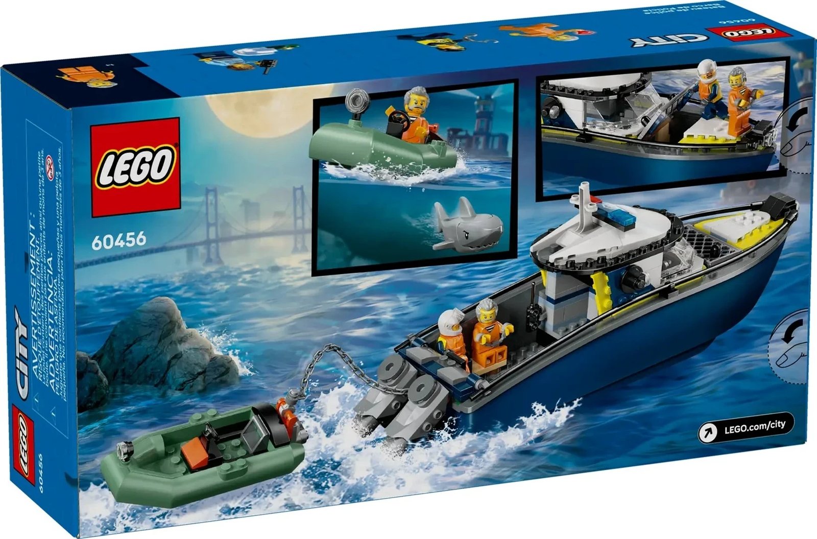 Set LEGO City Police Boat Chase 60456, 264 pjesë, me 2 minifigura