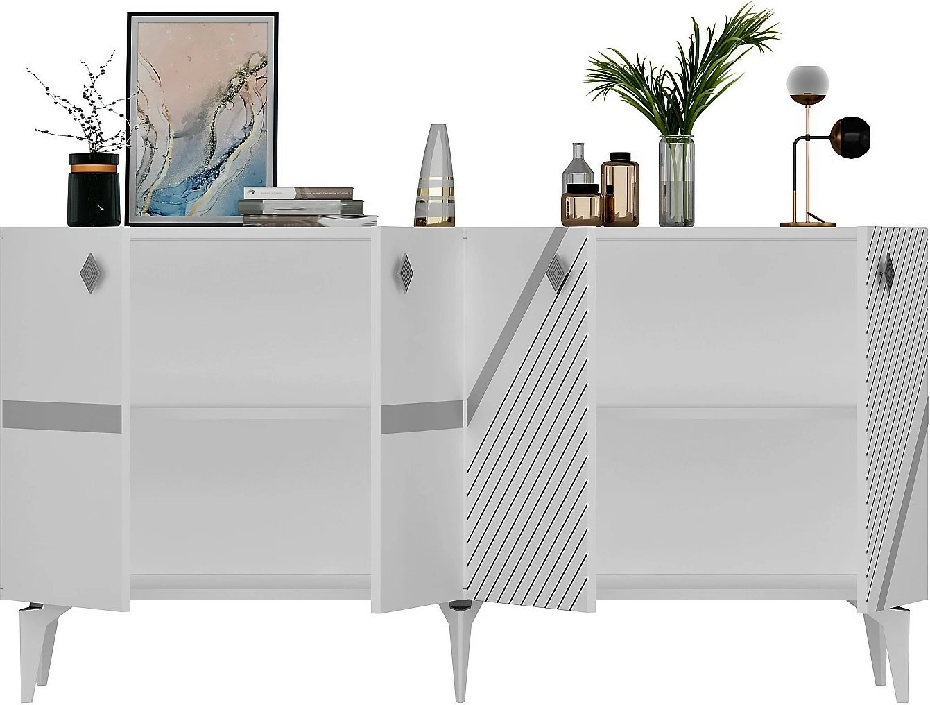 Konsolë Hanah Home, Iris, e bardhë, argjend