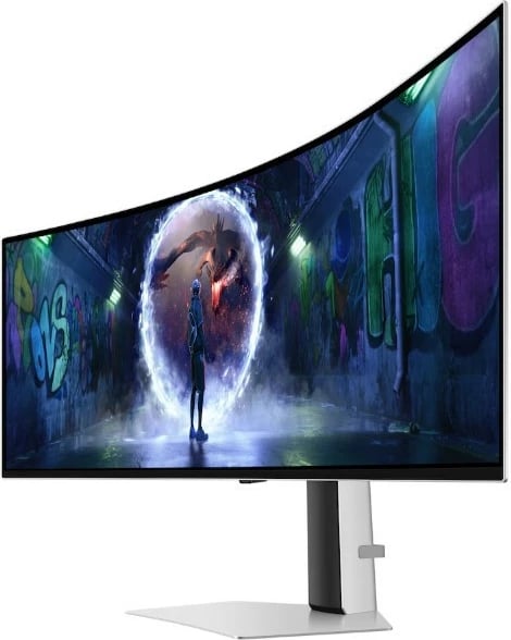 Monitor gaming, Samsung, Odyssey G93SD LS49DG934SUXEN, 49" 32:9 OLED Dual QHD 240Hz 0.03ms, i lakuar 1800R, VESA 100x100, Silver