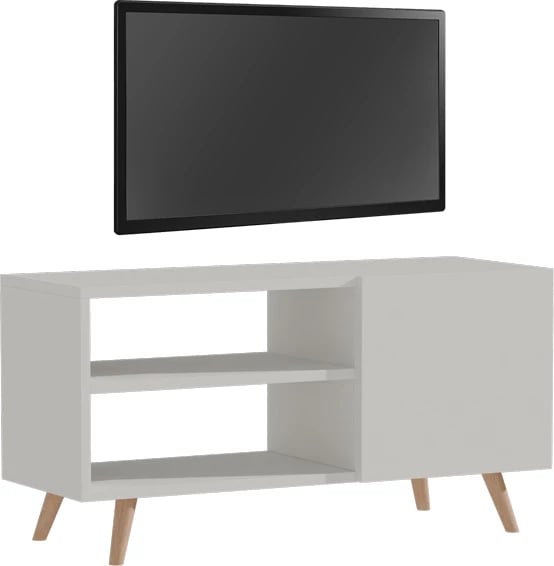 Komodë TV Orianne, melaminë, e bardhë-natyrale, 90x32x46cm