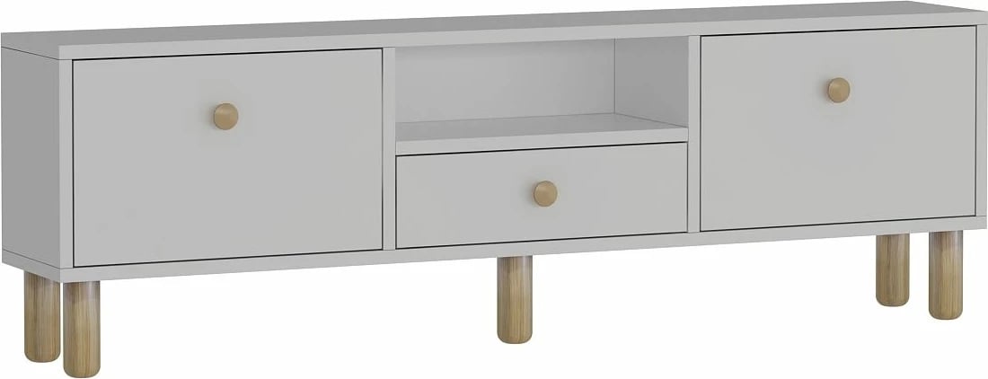 Komodë TV Skye Decor, e bardhë, lisi sapphire, 1310-DROP-1