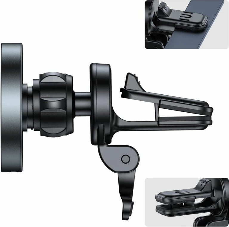 Mbajtës magnetik për celular me karikues wireless Tech-Protect MM15W-V5, për grilë ajri, 15W, i zi